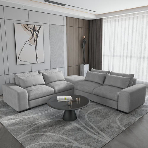 Homely large comfortable modular sofa with ottoman (LIGHT GRAY)