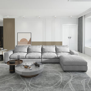 Homely large comfortable modular sofa with ottoman (LIGHT GRAY)
