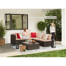 Load image into Gallery viewer, Blaco 6 Pieces Outdoor Sectional Sofa Set PE Wicker Rattan Sectional Seating Group with Cushions and Table, Beige