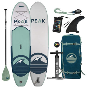 Peak All Around Inflatable Stand Up Paddle Board Package | 10'6" Long x 32" Wide x 6" Thick | Durable and Lightweight SUP | Stable Wide Stance